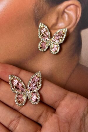 Butterfly earrings - pink