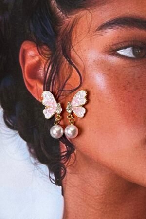 Rosy butterfly earrings