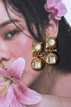White retro earrings