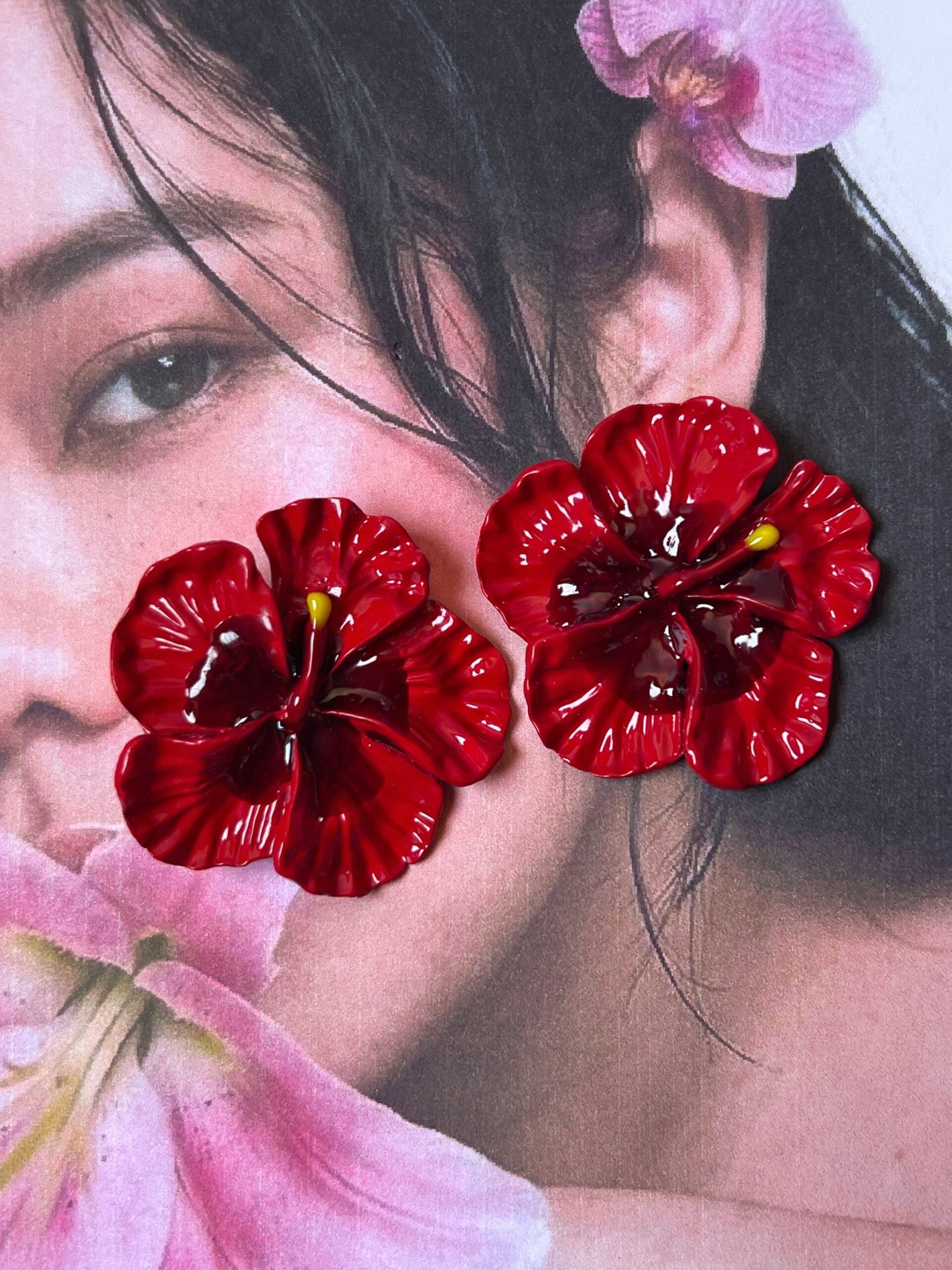 Red pétalo Earrings