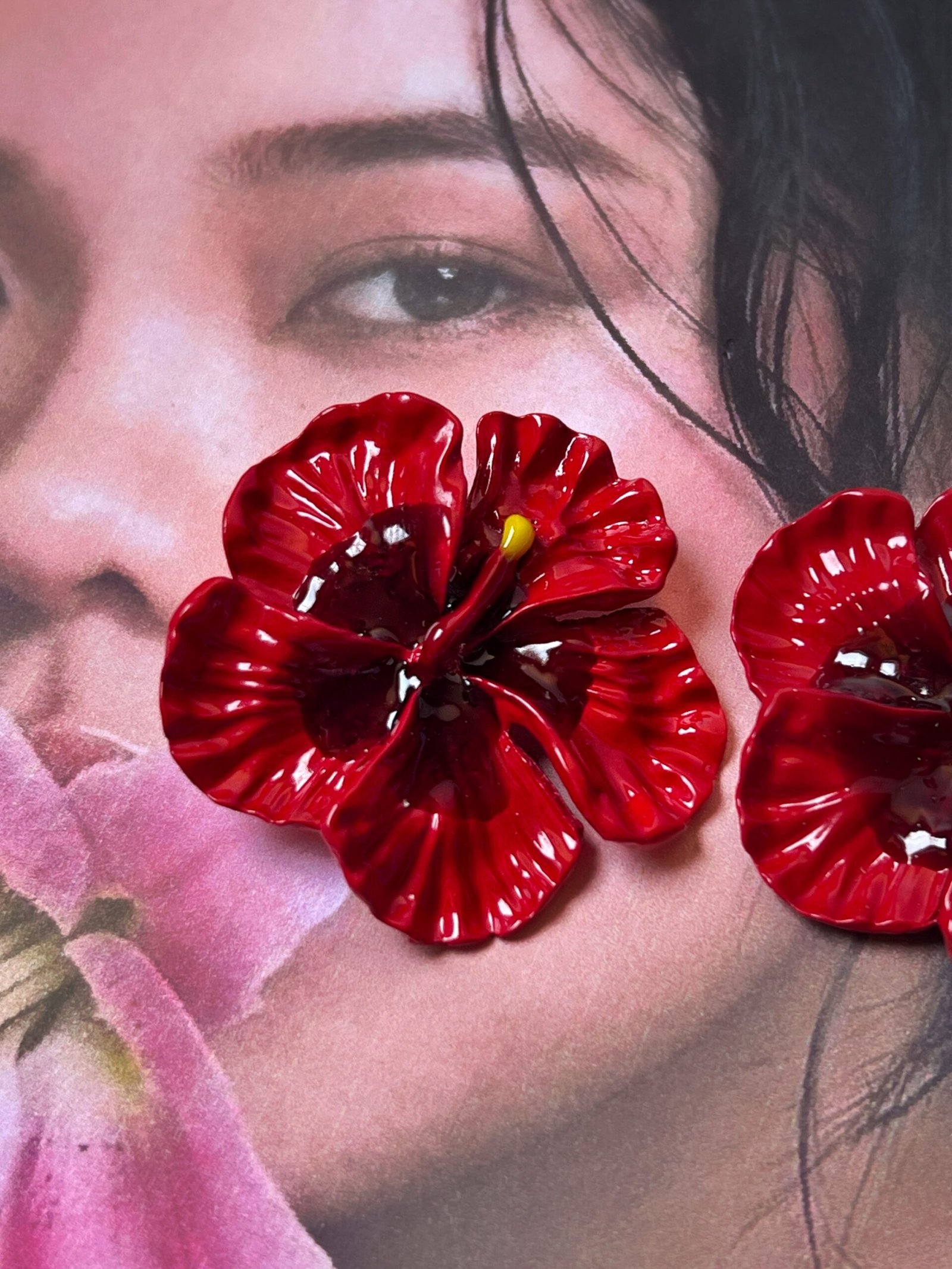 Red pétalo Earrings - Image 5