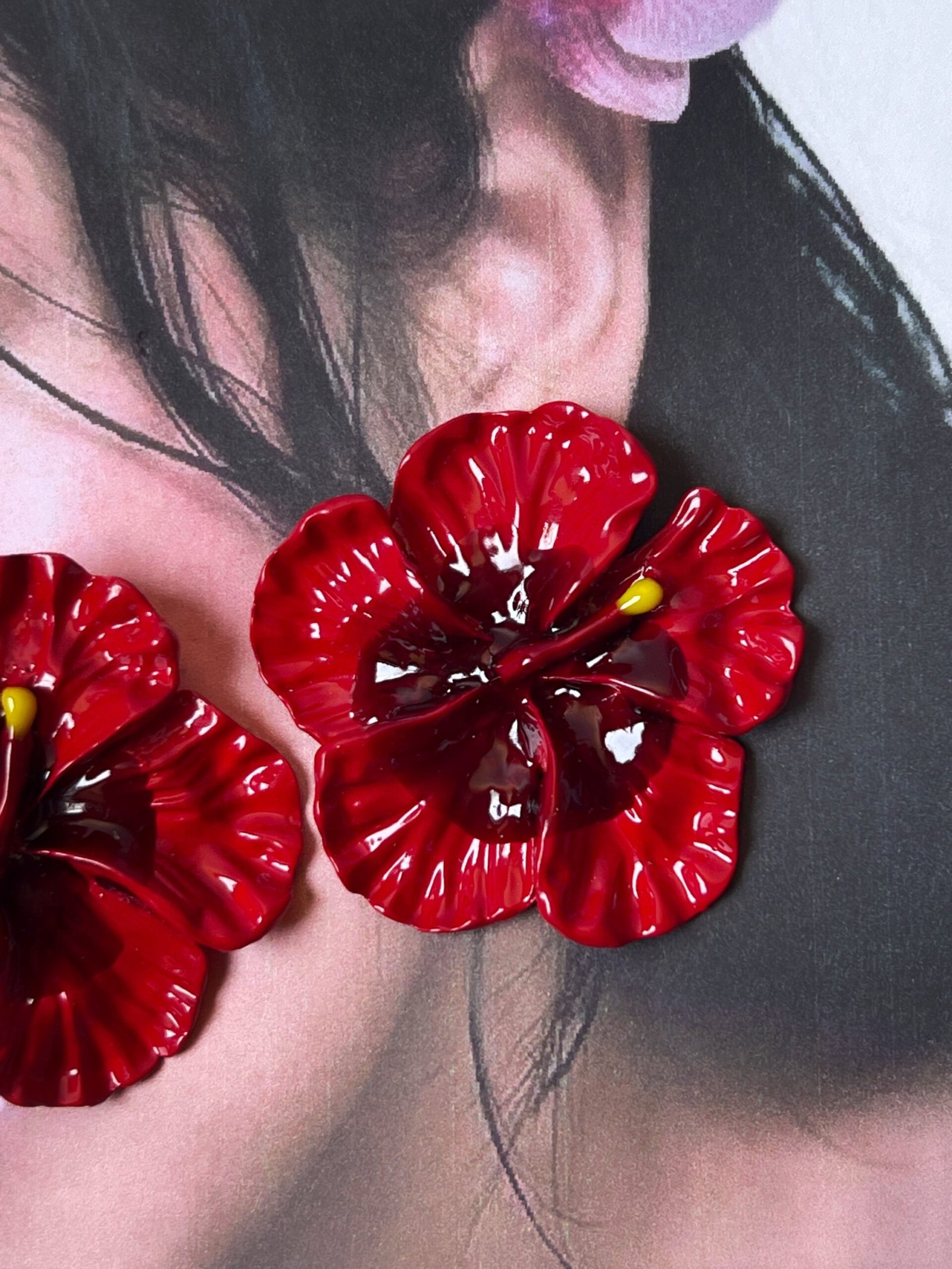 Red pétalo Earrings - Image 4
