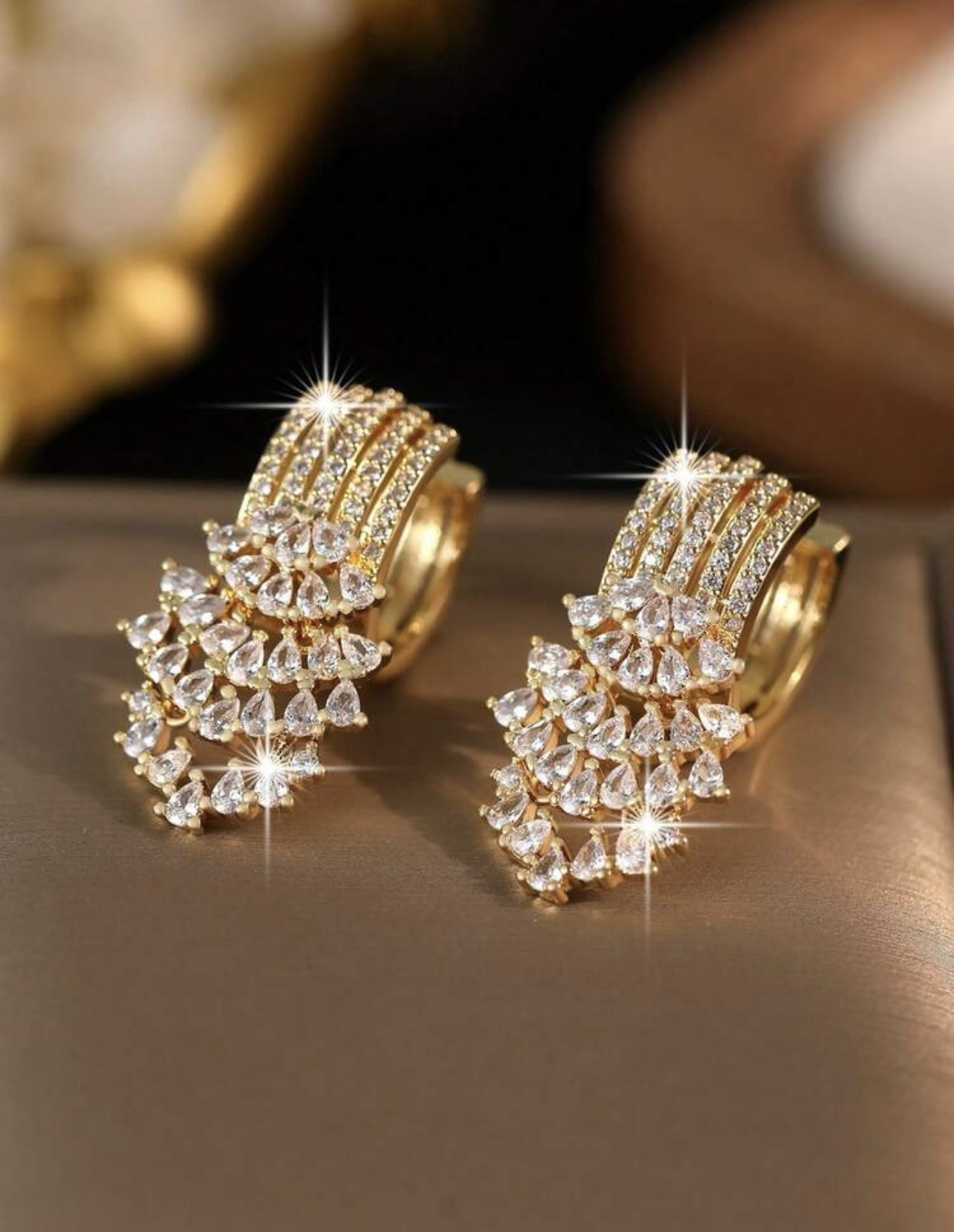 Bridal Golden hoops - Image 5